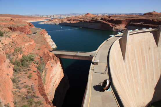 Glen Canyon Dam with Colorado River Arizona USA