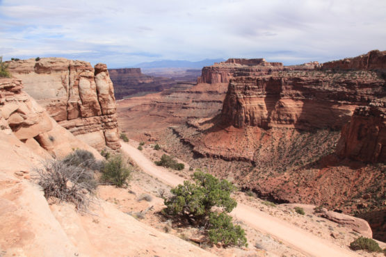 Exploring trail at island in the sky in Canyonlands National Park Utah