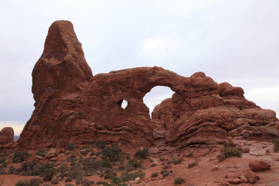 Turrent Arch in Arches National Park Utah during sunset